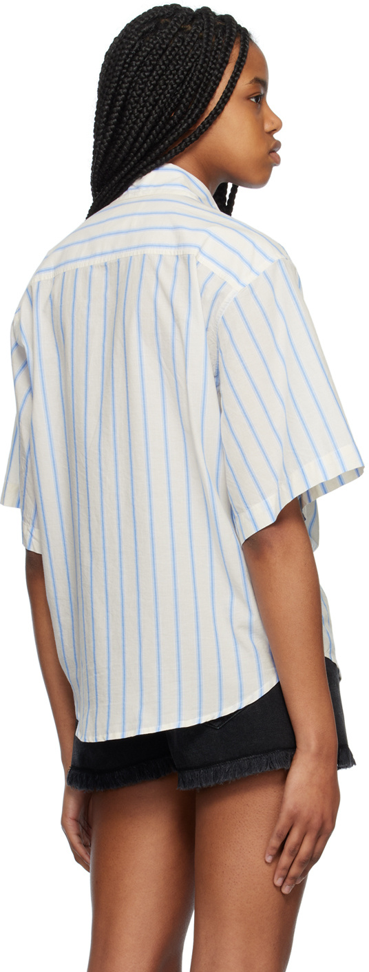 Shop Isabel Marant Étoile Striped Short Sleeve Shirt In White