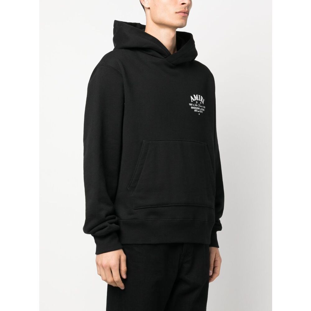 Amiri Logo Printed Long Sleeved Hoodie In Black
