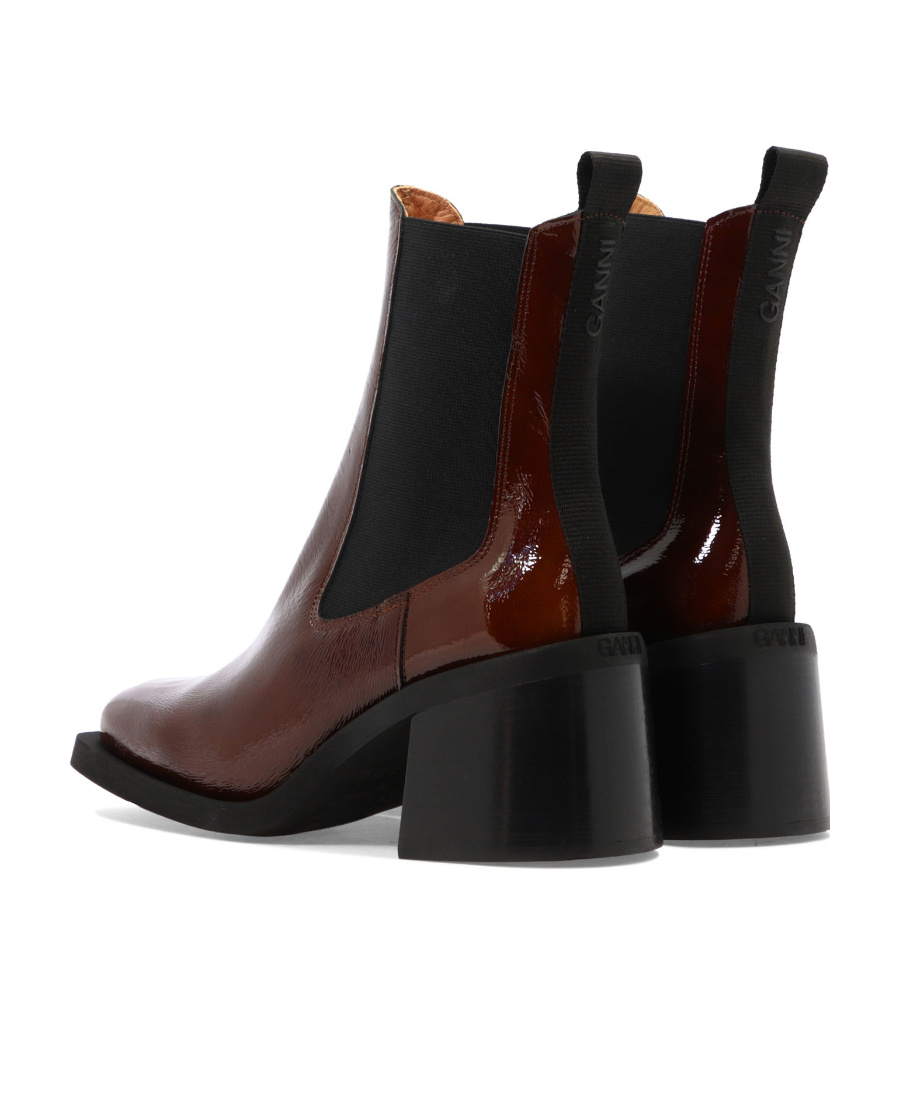 Ganni Brown Heeled Chelsea Boots In Black