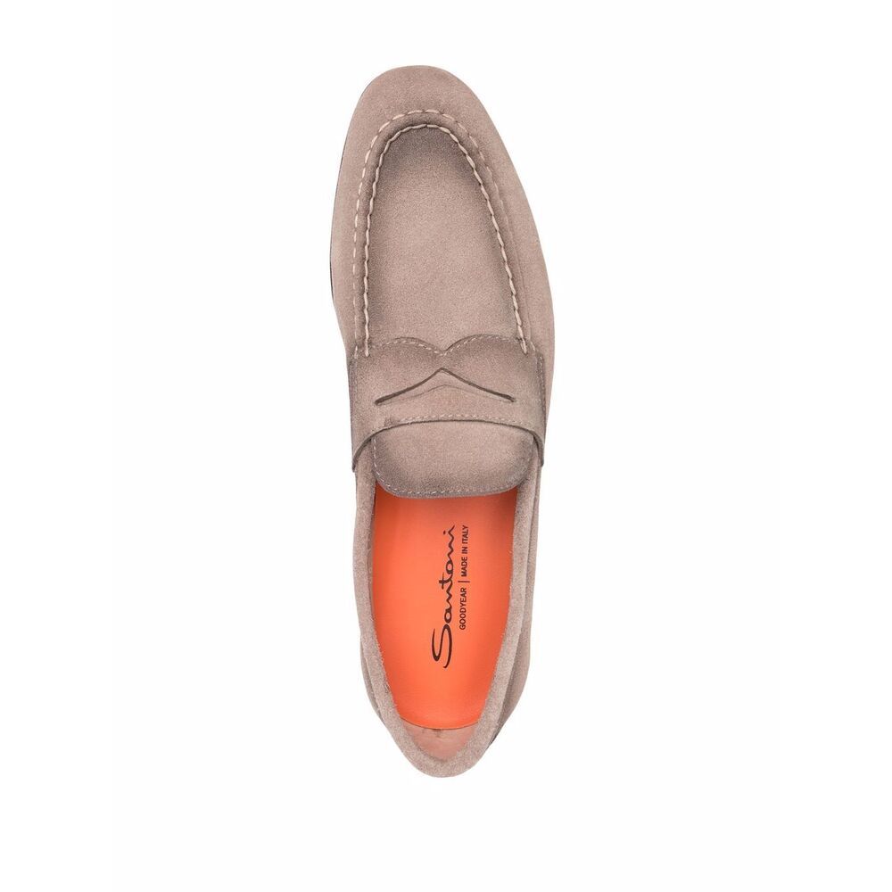 Santoni Leather Moccasin Shoes In Brown