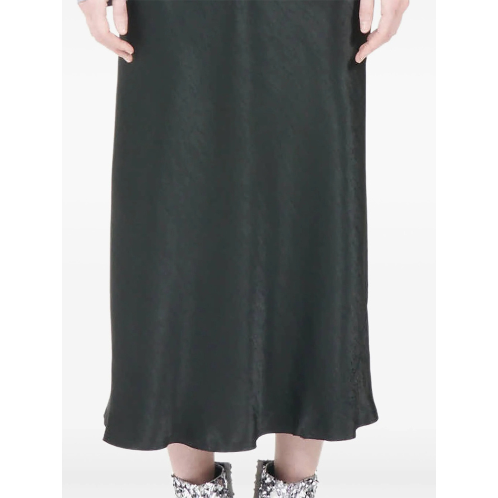 Maison Margiela Midi A-line Satin Skirt High Waist In Black