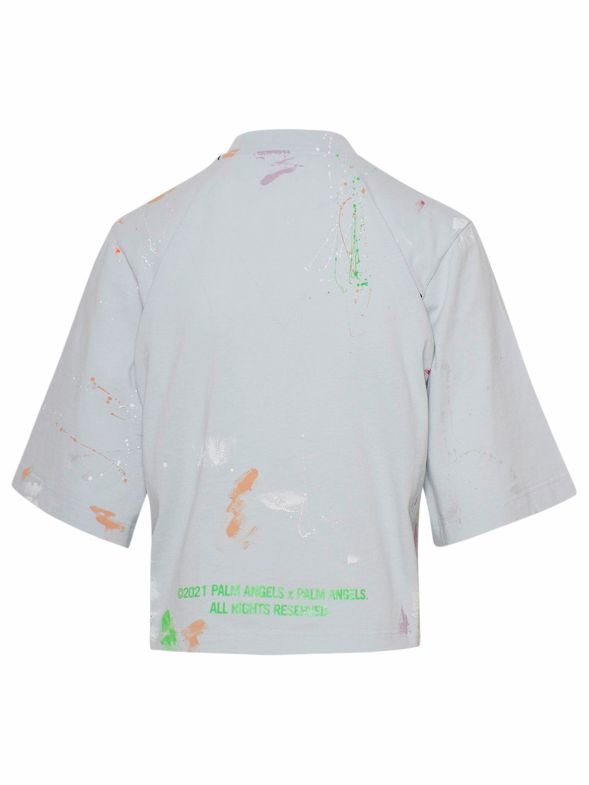 Palm Angels Palm-print Paint-splatter T-shirt In White