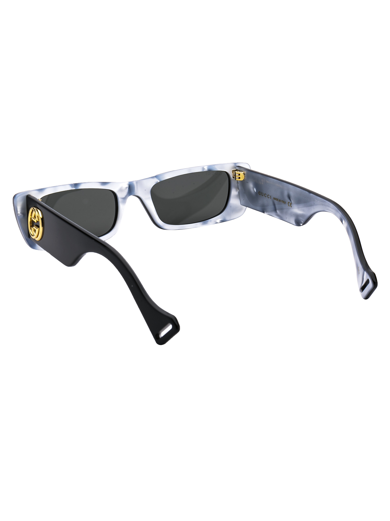 Gucci Black Interlocking G Rectangular Sunglasses In Black
