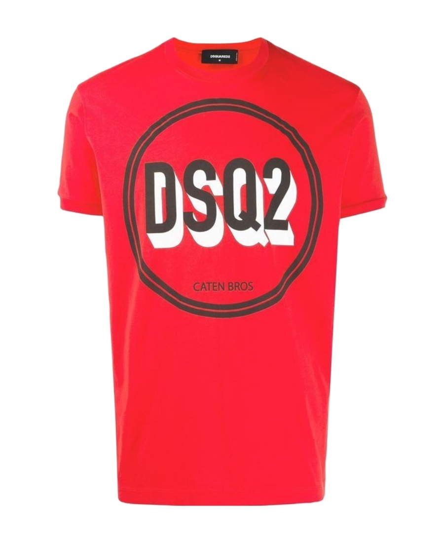 Dsquared2 Circle Logo Printed T-shirt In Red