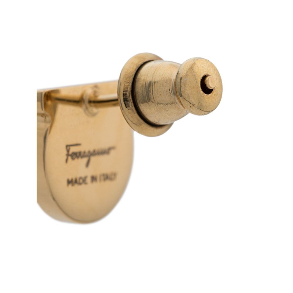 Ferragamo Gold Gancini Pearl Earrings In Yellow