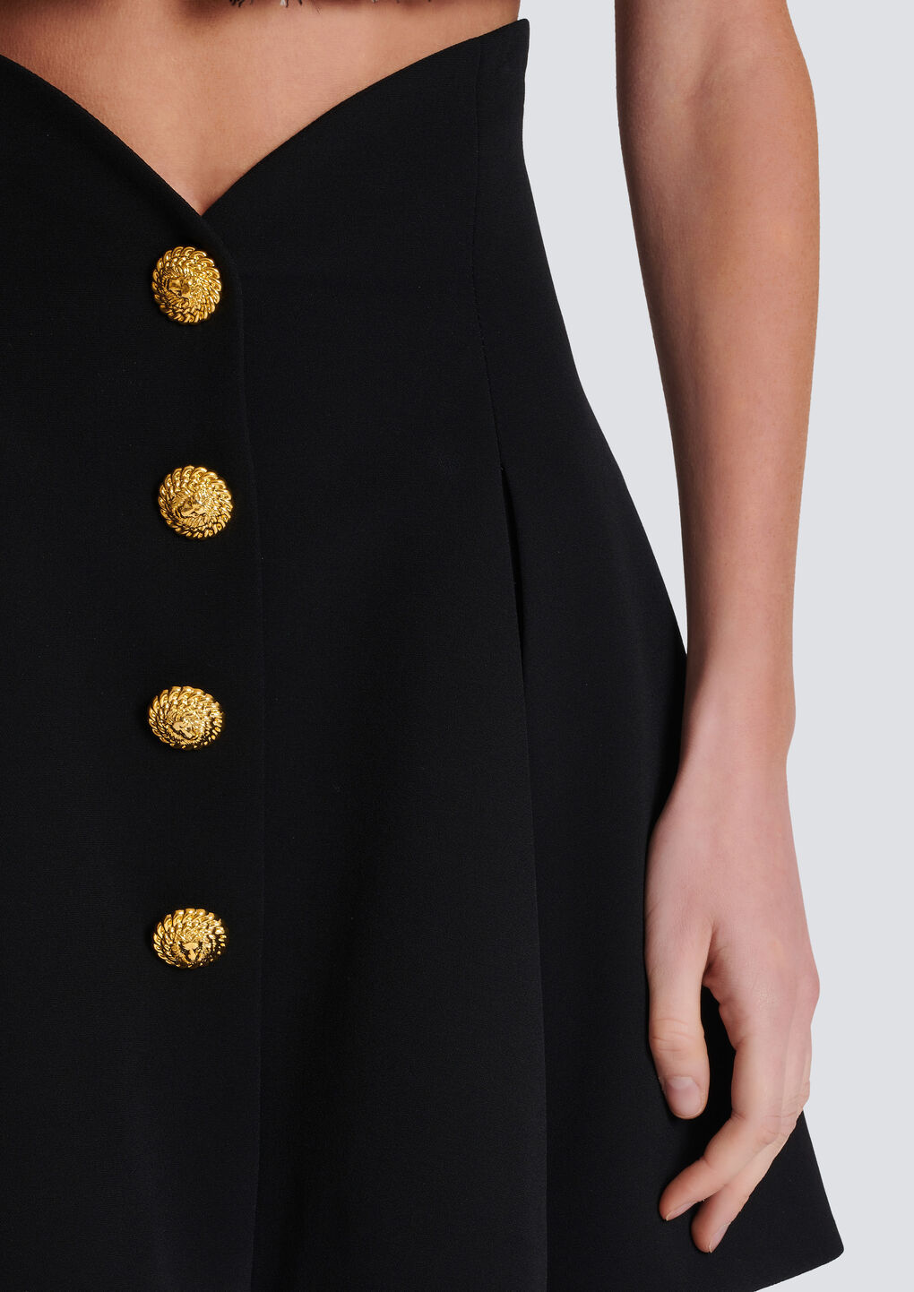Balmain Pleated A-line Miniskirt In Black
