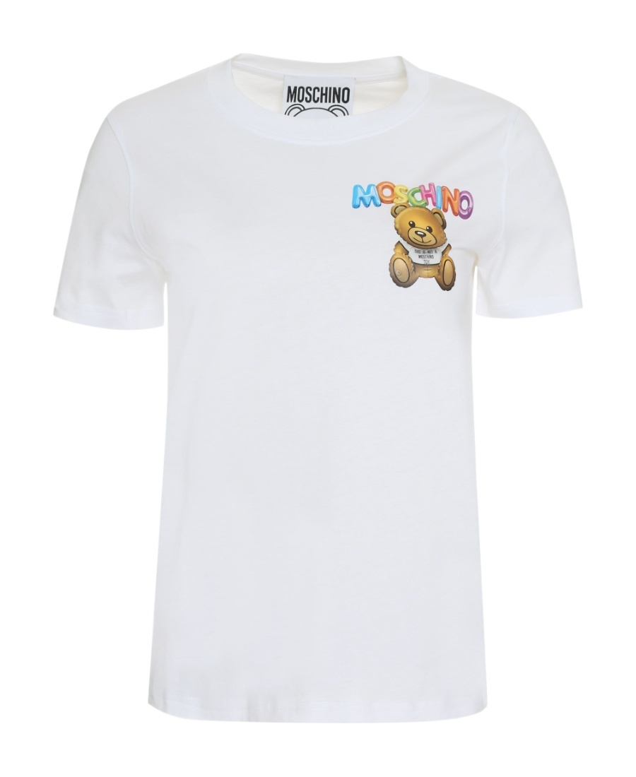 Moschino T-shirt With Round Neck And Short Sleeves In White