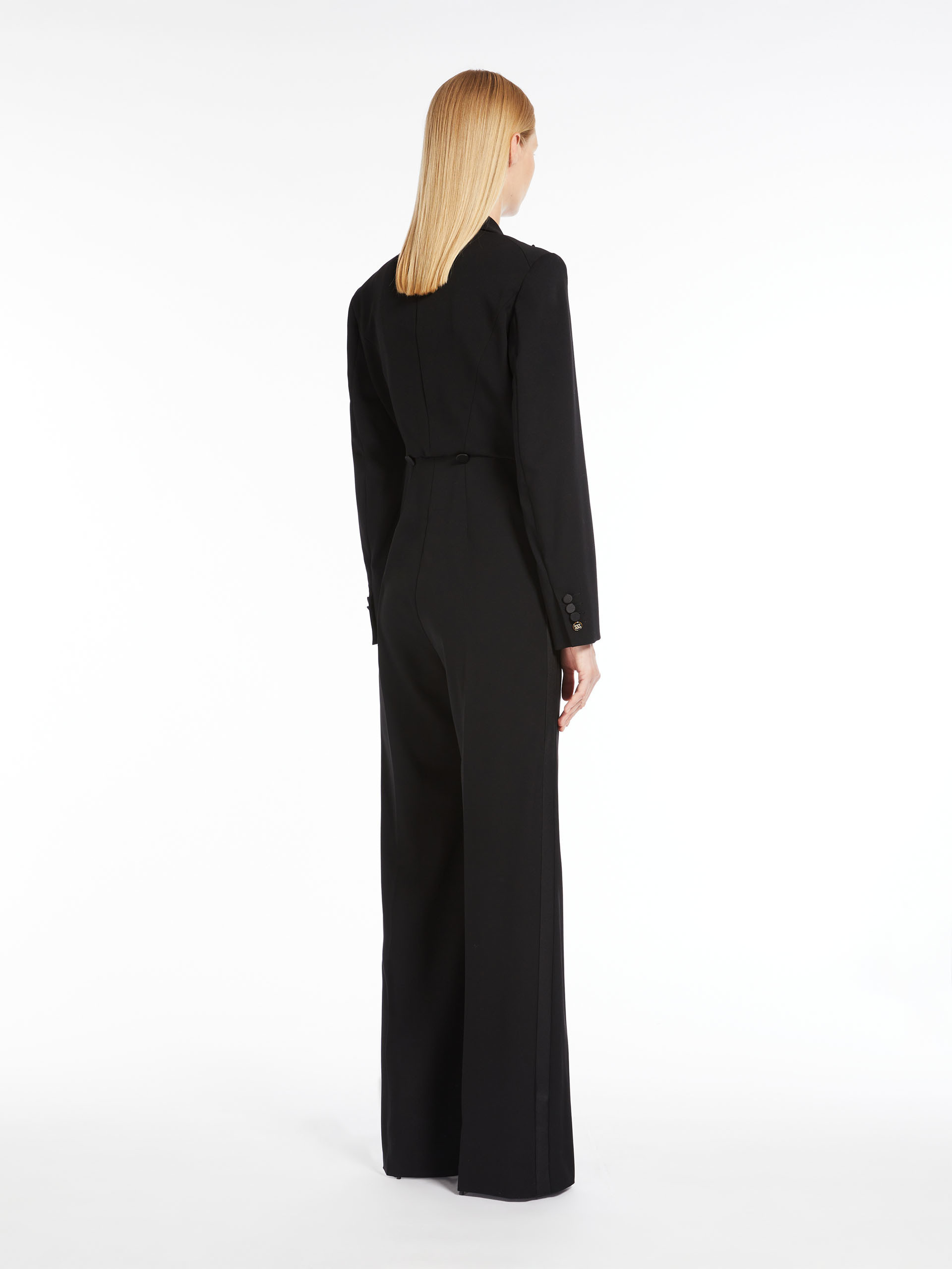 Max Mara Double-breasted Wool Jumpsuit In Black