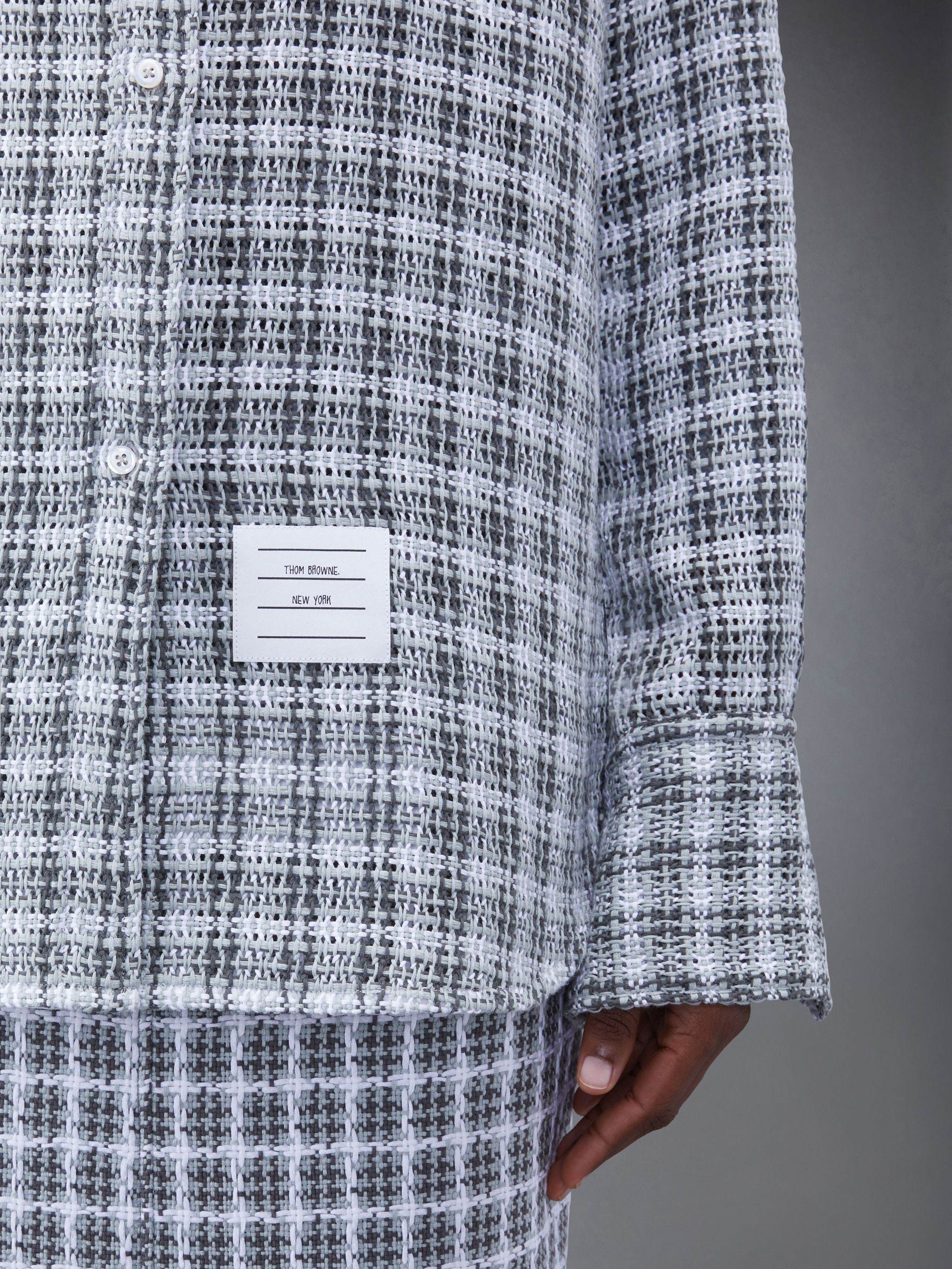 Thom Browne Plaid Crochet Shirt In Blue