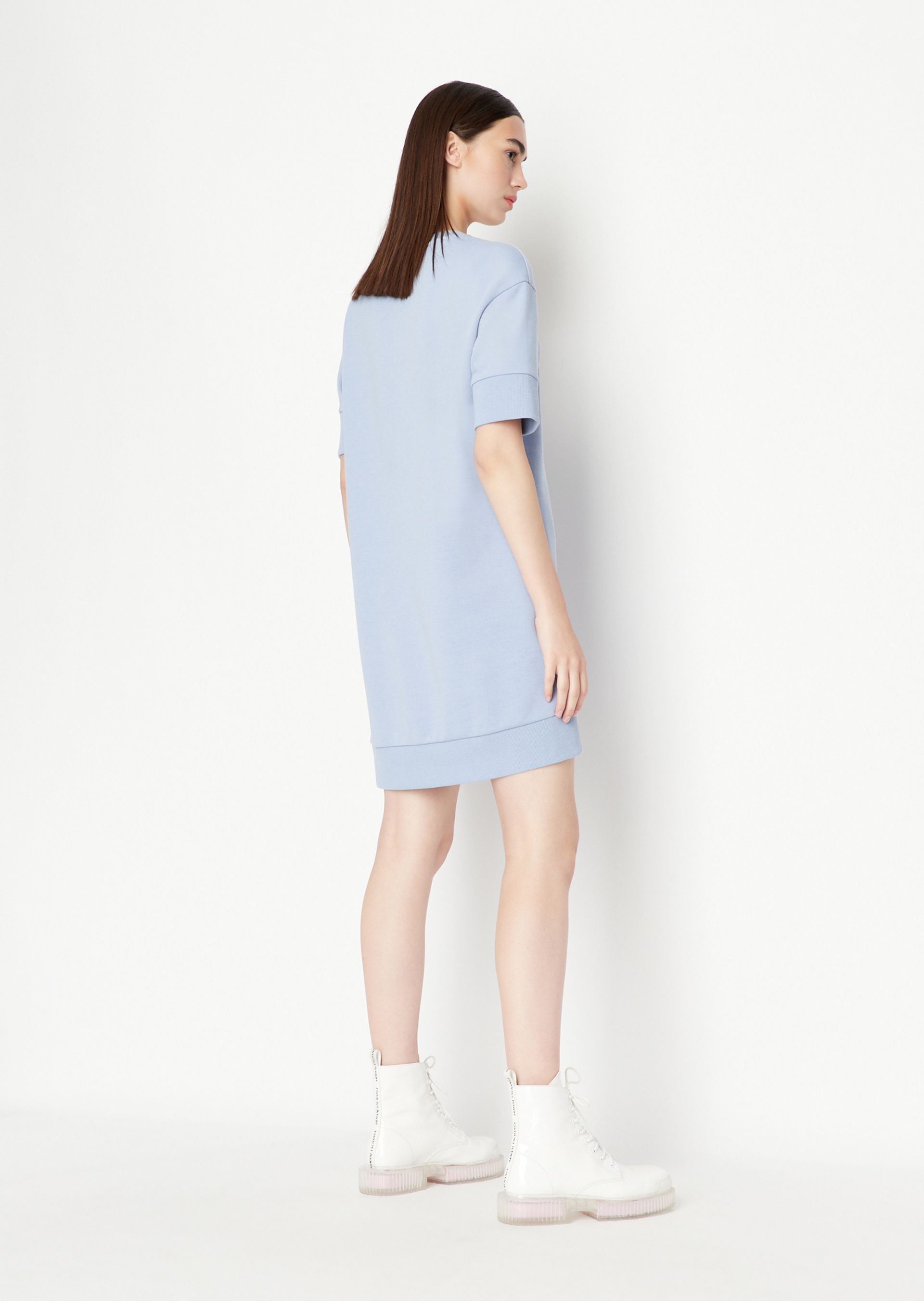 ARMANI EXCHANGE LOGO-EMBROIDERED T-SHIRT DRESS