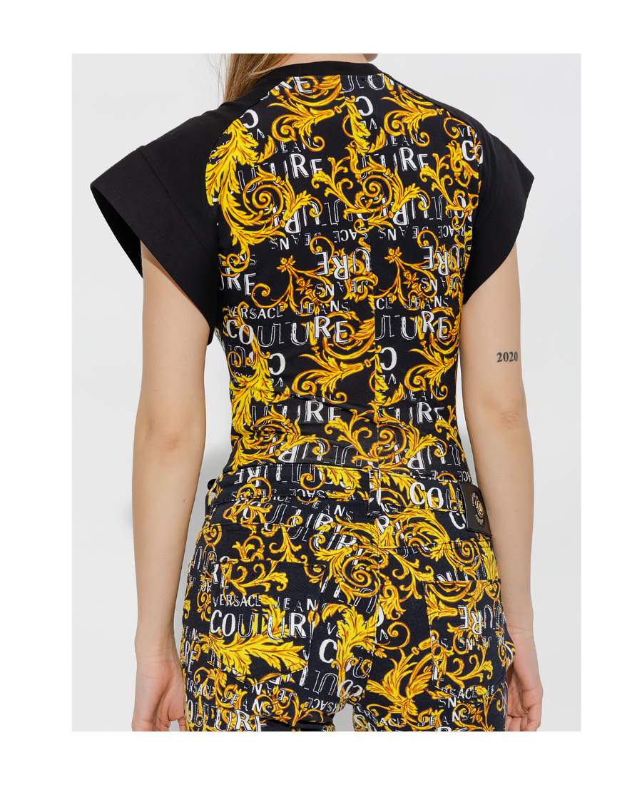 Versace Jeans Logo-print Bodysuit In Black