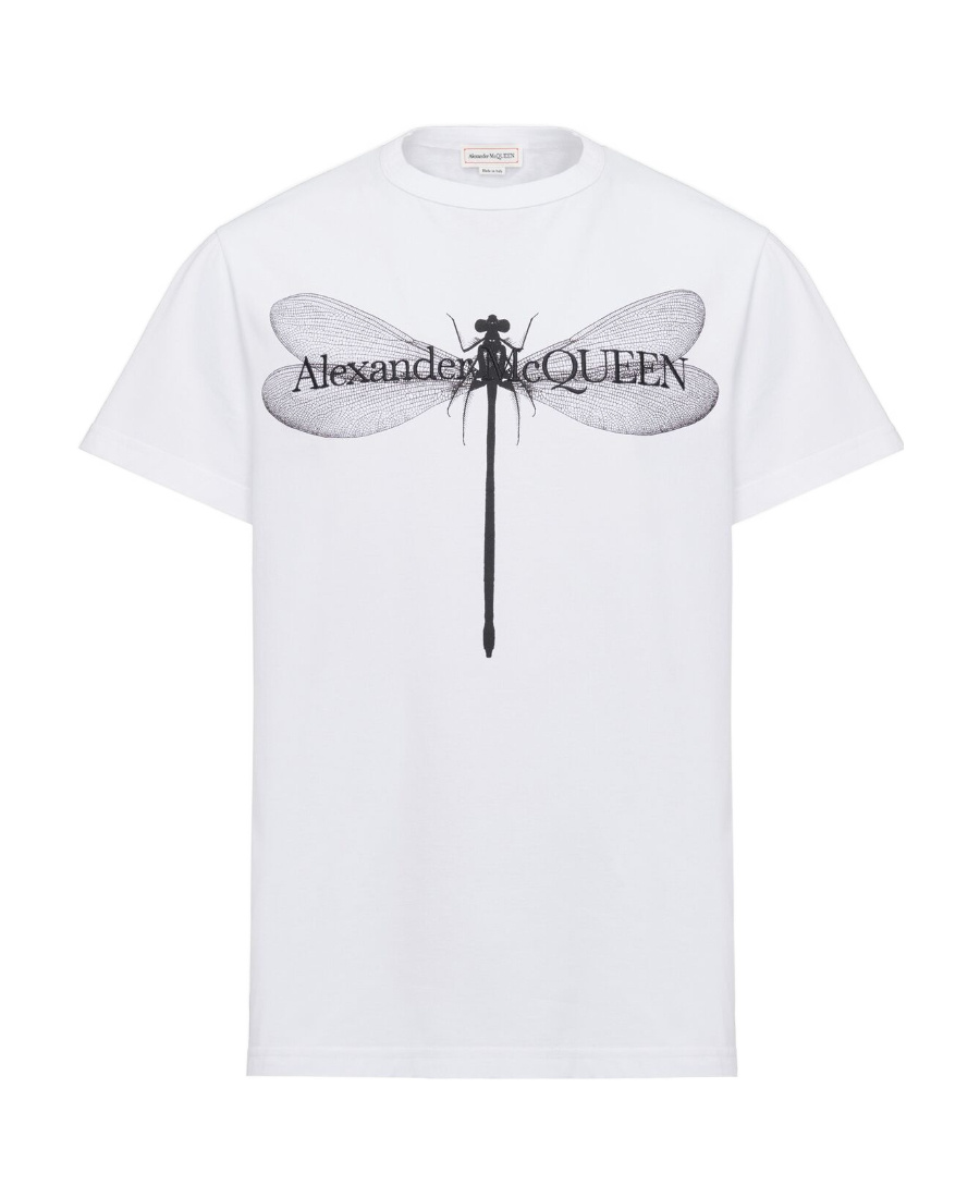 Alexander Mcqueen Dragonfly-print Cotton T-shirt In White
