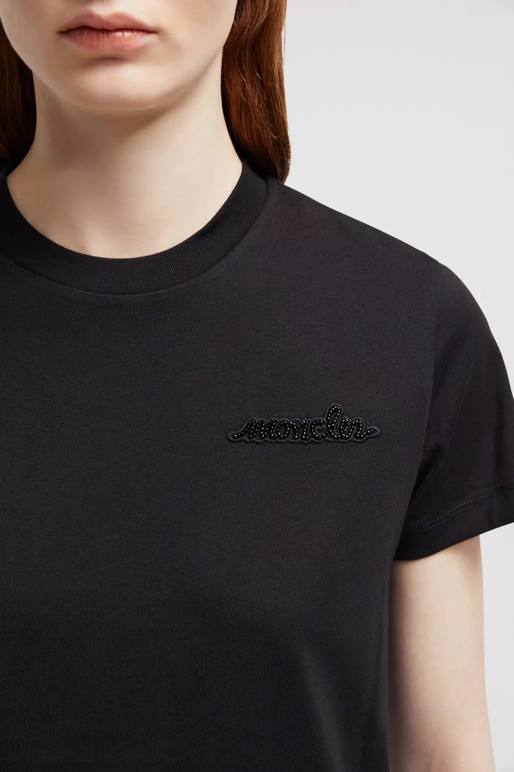 Moncler Logo-embellished Cotton T-shirt In Black