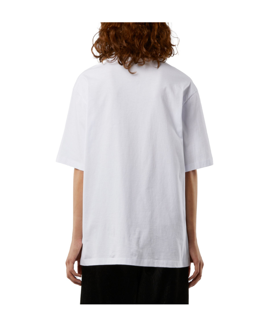 Msgm 'space Cat' Designs Cotton T-shirt With Round Neck In White