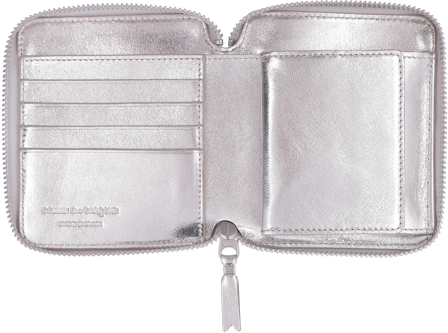 Comme Des Garçons Metallic Zip Wallet In White