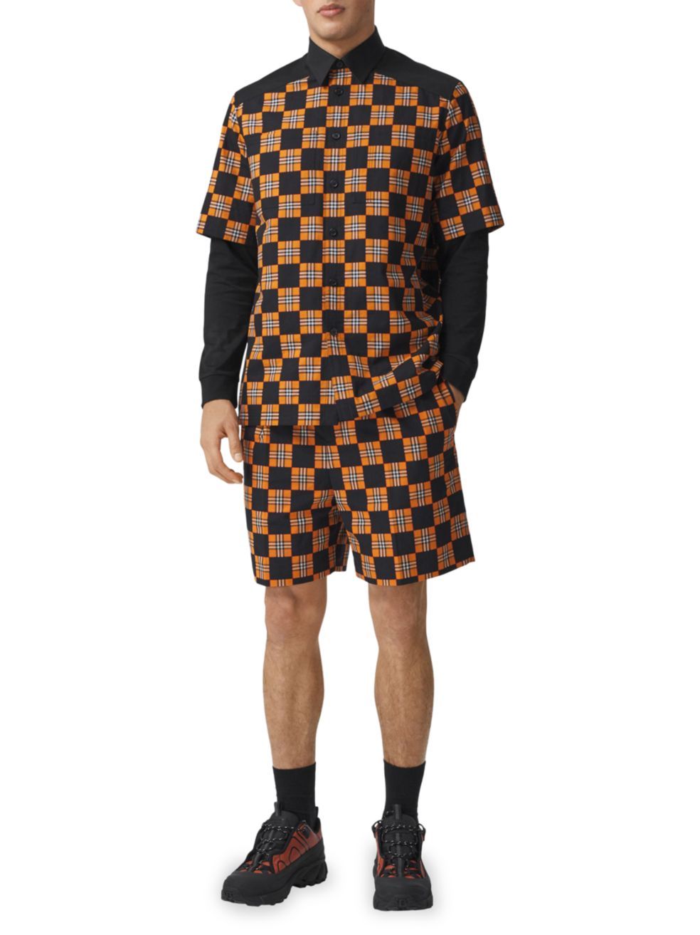 Burberry Checkerboard-print Shorts In Black