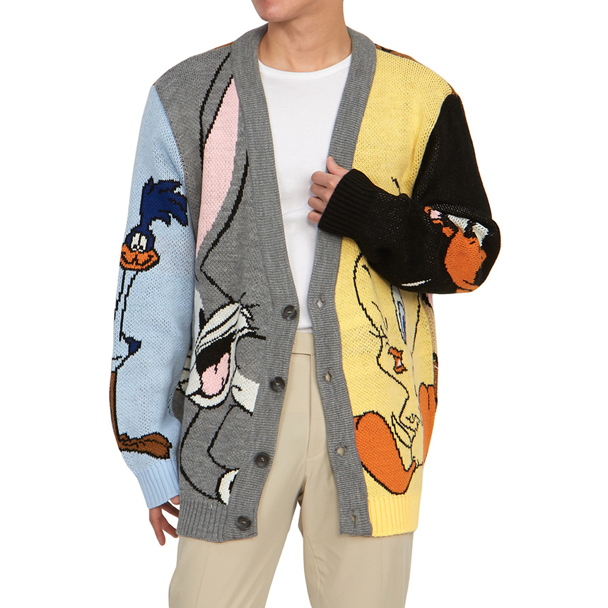 Family First V-neck Long-sleeved Sweater In Multicolor