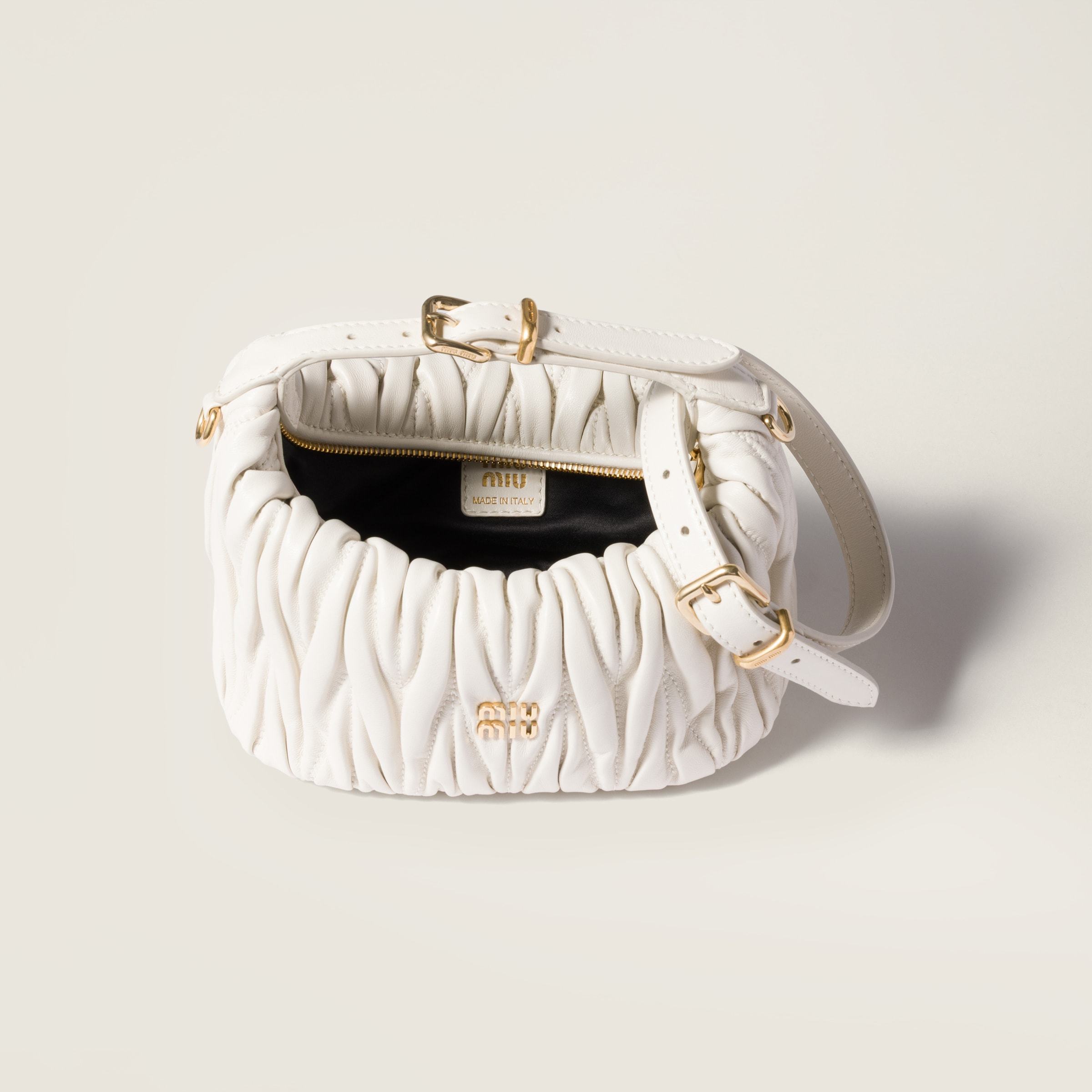 Miu Miu Matelassé Nappa Leather Pouch In White