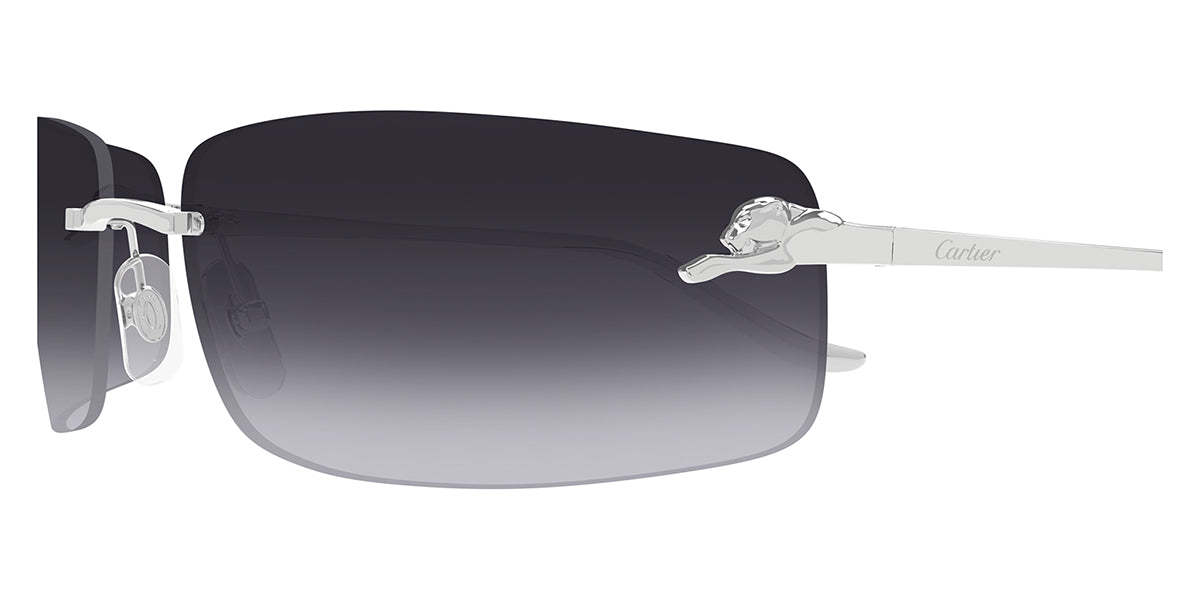 Cartier Panther Rimless Rectangle Metal Sunglasses In Black