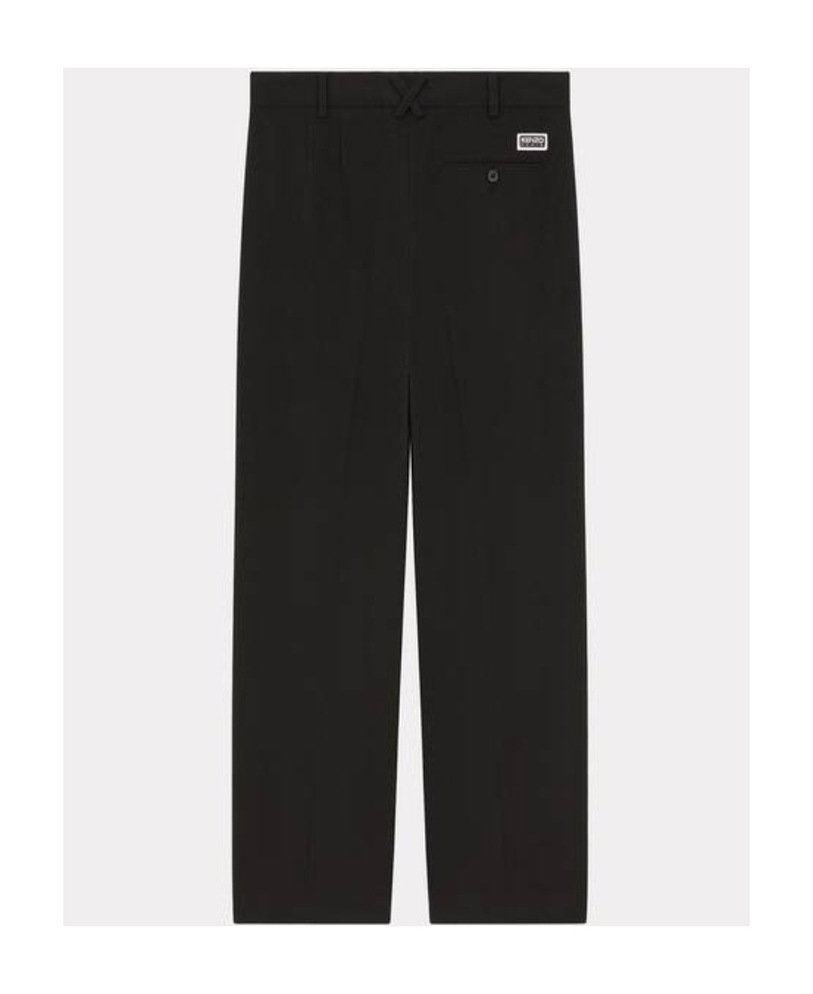 Kenzo Wool Pleated Tailored Trousers In Black