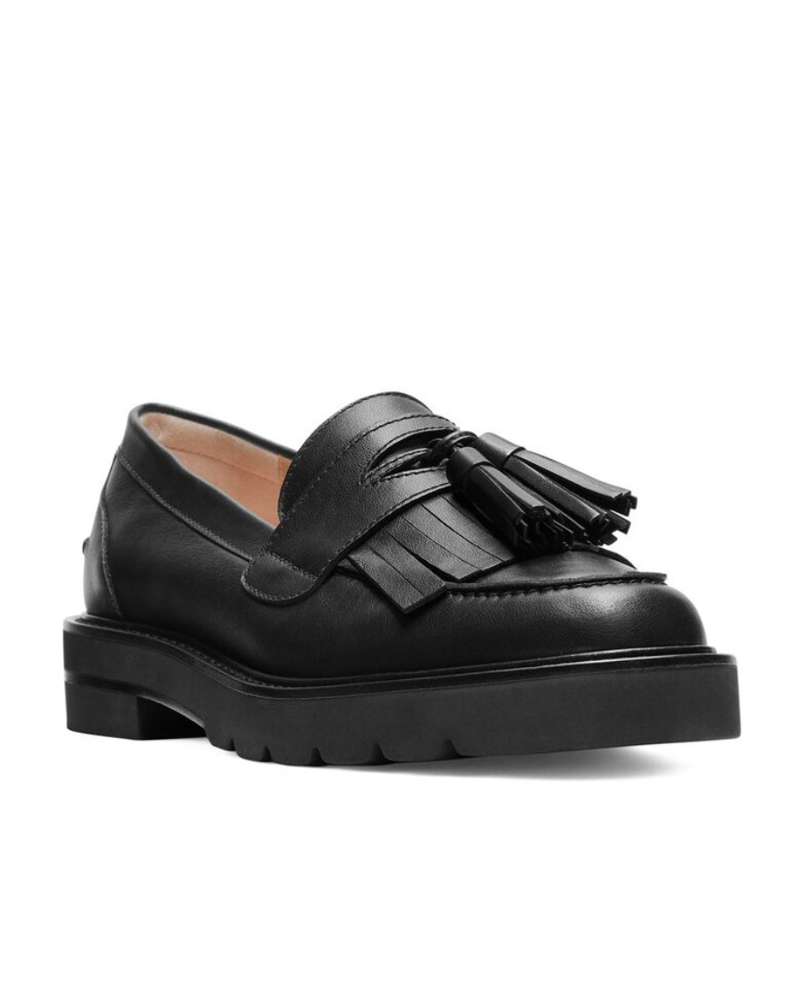 Stuart Weitzman Mila Lift Tassel-embellished Loafers In Black