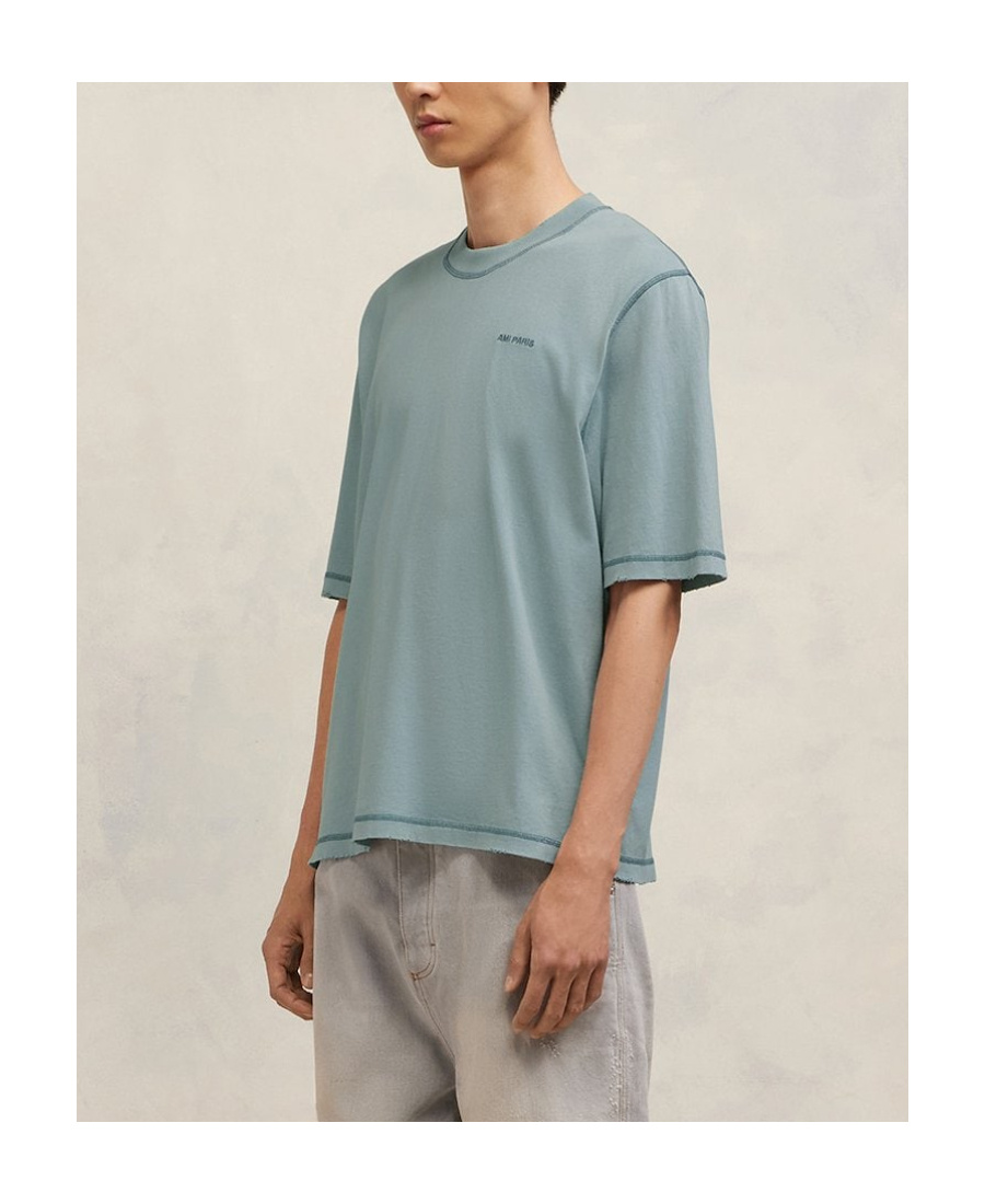 AMI ALEXANDRE MATTIUSSI AMI PARIS LOGO EMBROIDERED CREWNECK T-SHIRT
