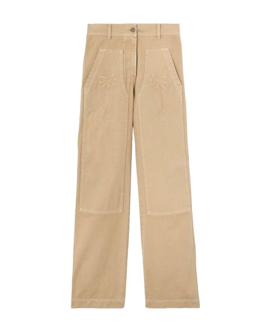 Palm Angels Neutral Bull Cargo Jeans In Nude