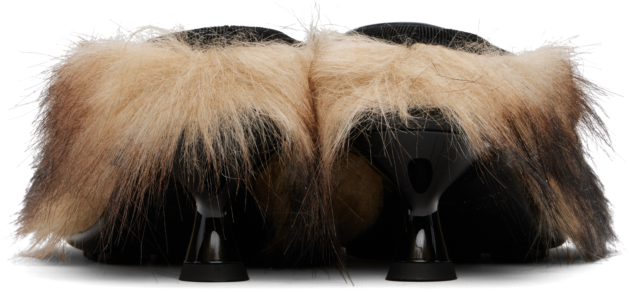 Simone Rocha Grip Faux Fur And Canvas Mules In Brown
