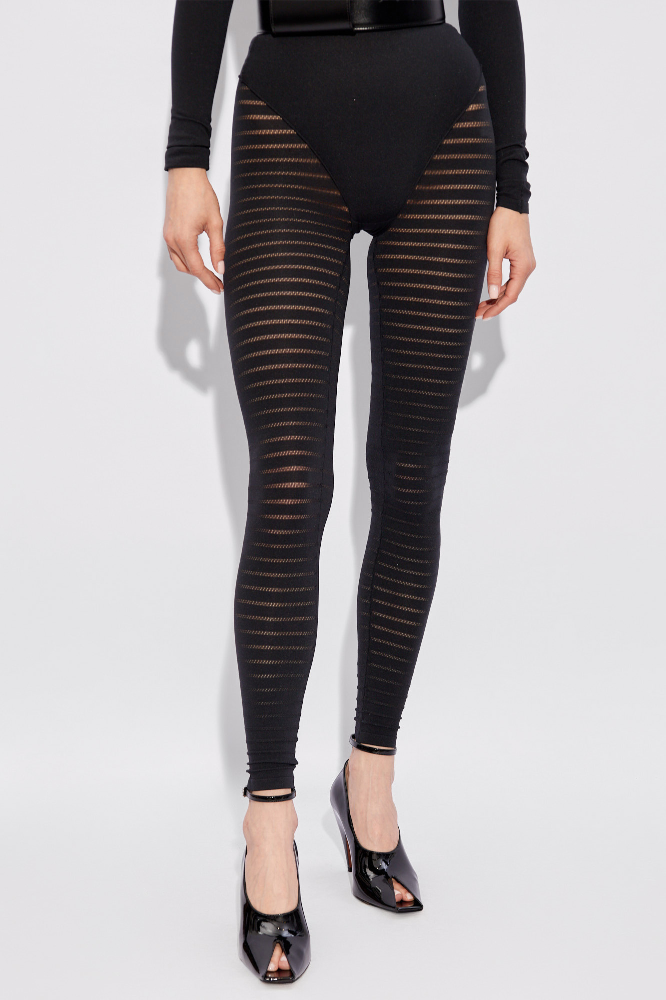 ALAÏA ALAÏA SHEER STRIPED LEGGINGS