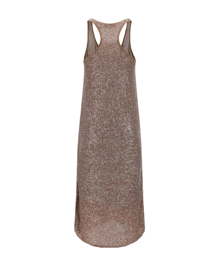 Fabiana Filippi Shimmer-finish Sleeveless Dress In Brown