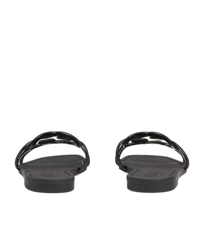 Gucci Interlocking G Rubber Flat In Black