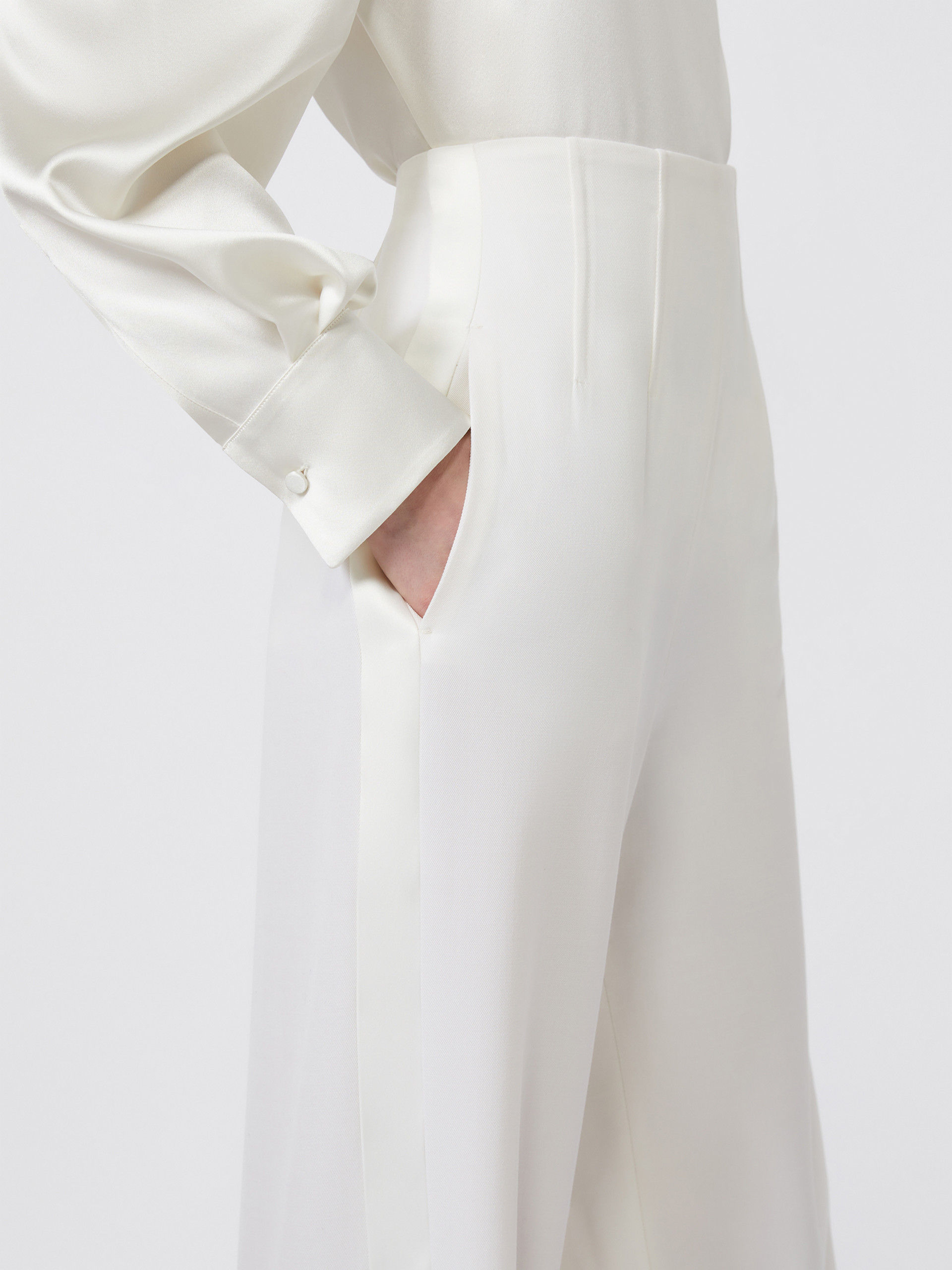 Max Mara High-waisted Wool Trousers In White