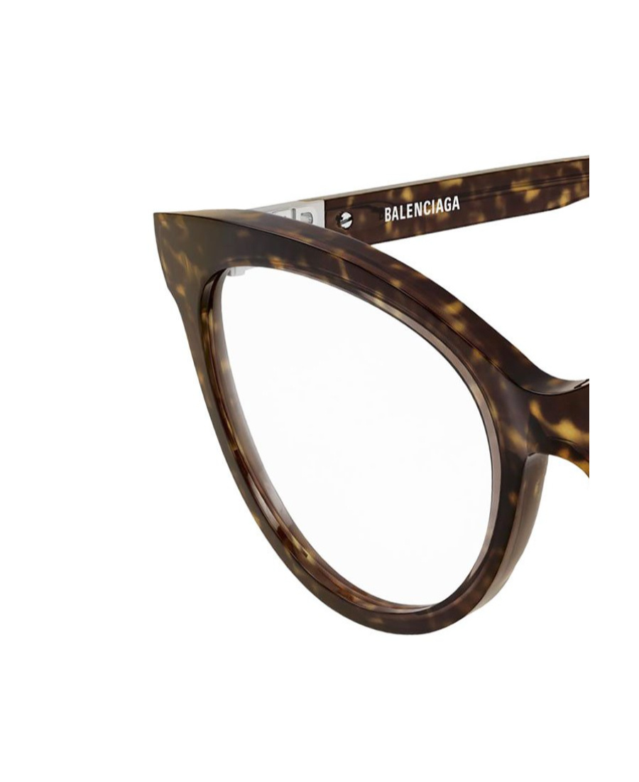 Balenciaga Double B Logo Tortoiseshell Round-framed Glasses In Brown