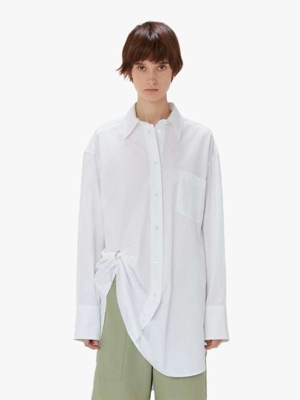 Jw Anderson Eyelet-detailing Oversized Cotton Shirt In White