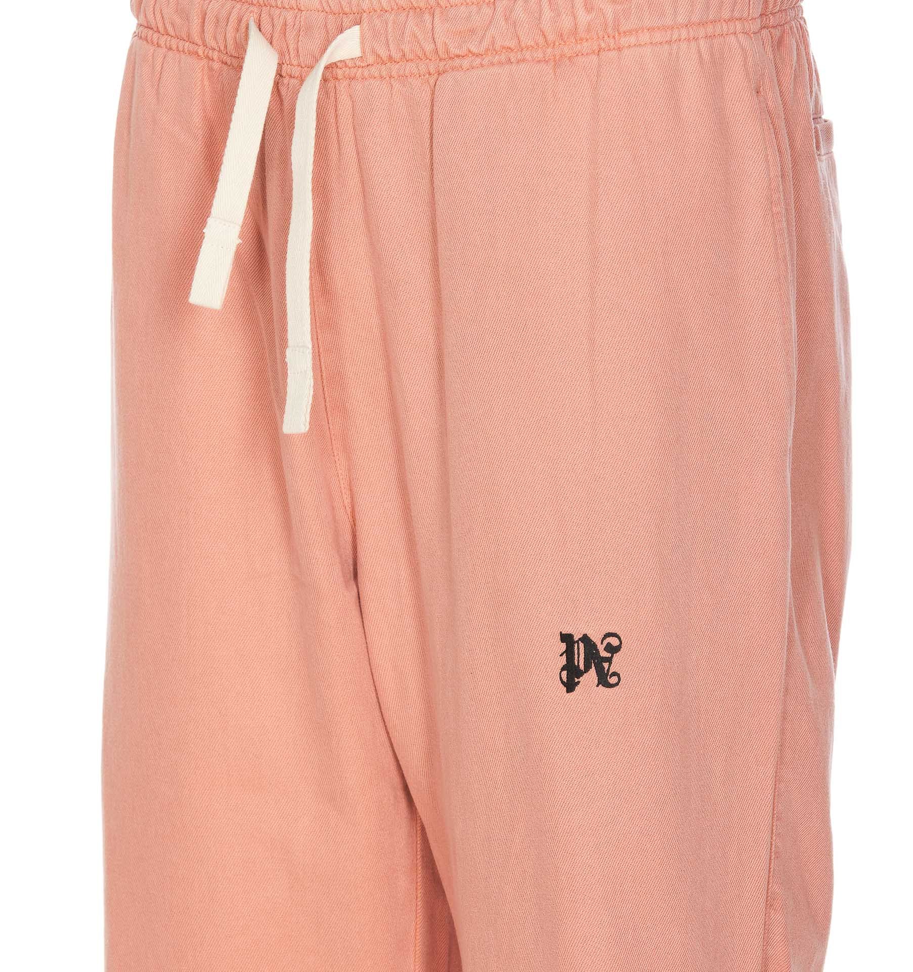 Palm Angels Monogram Embroidered Drawstring Pants In Pink