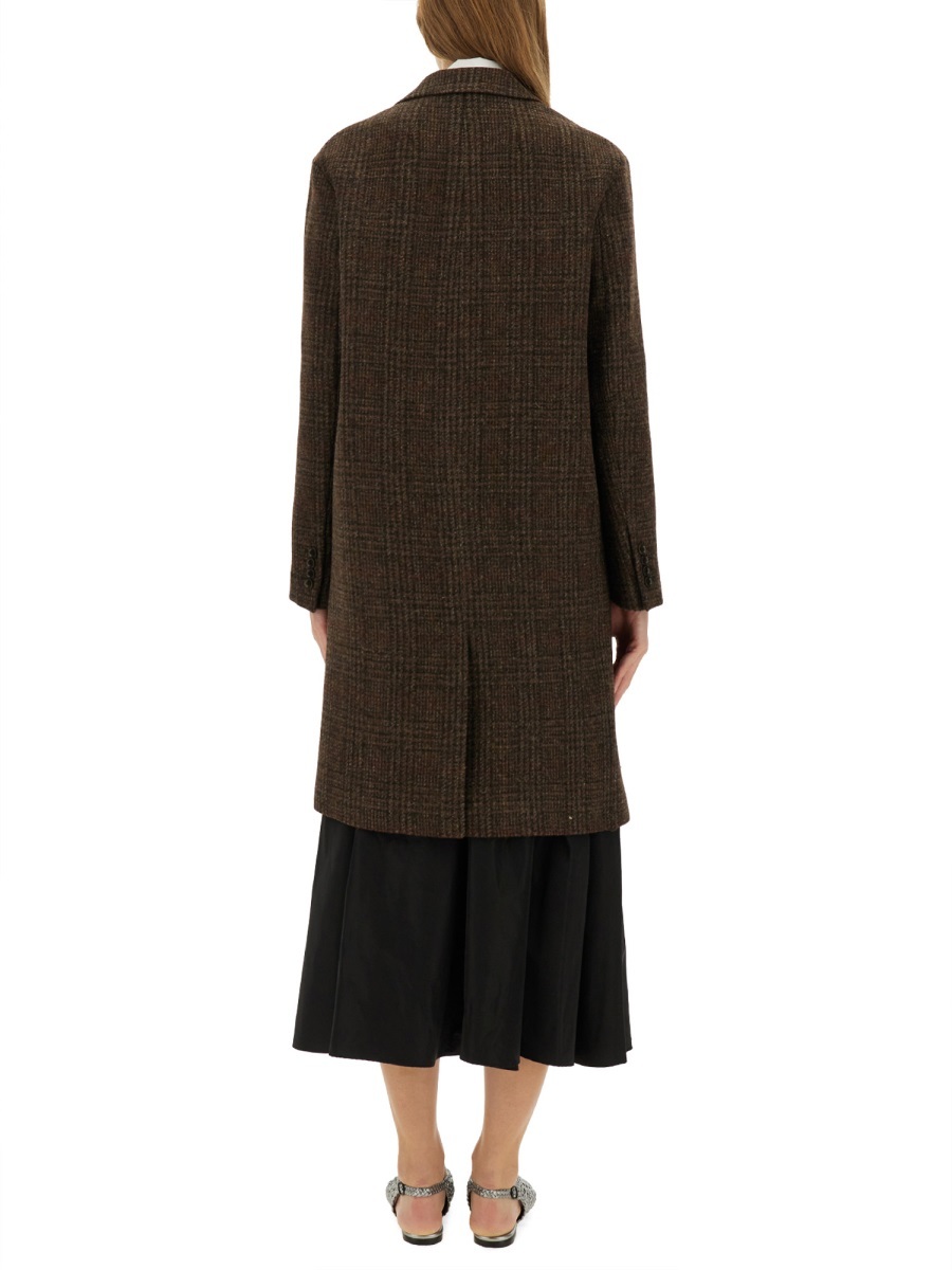 Aspesi Longline Coat With Notched Lapels And Pockets In Burgundy