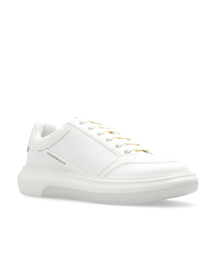 Emporio Armani Low-top Leather Sneakers In White