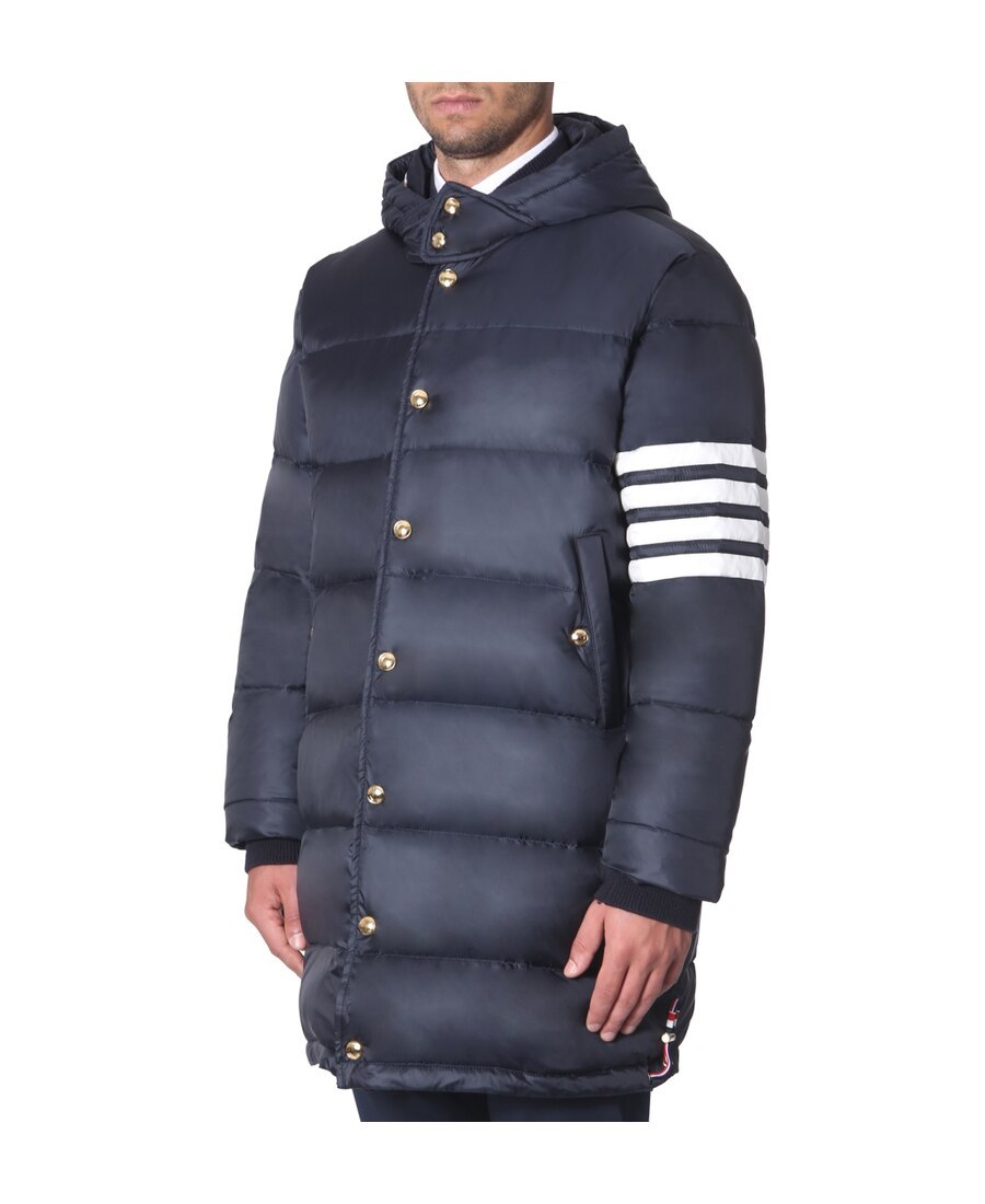 Shop Thom Browne 4-bar Matte Nylon Coat In Black