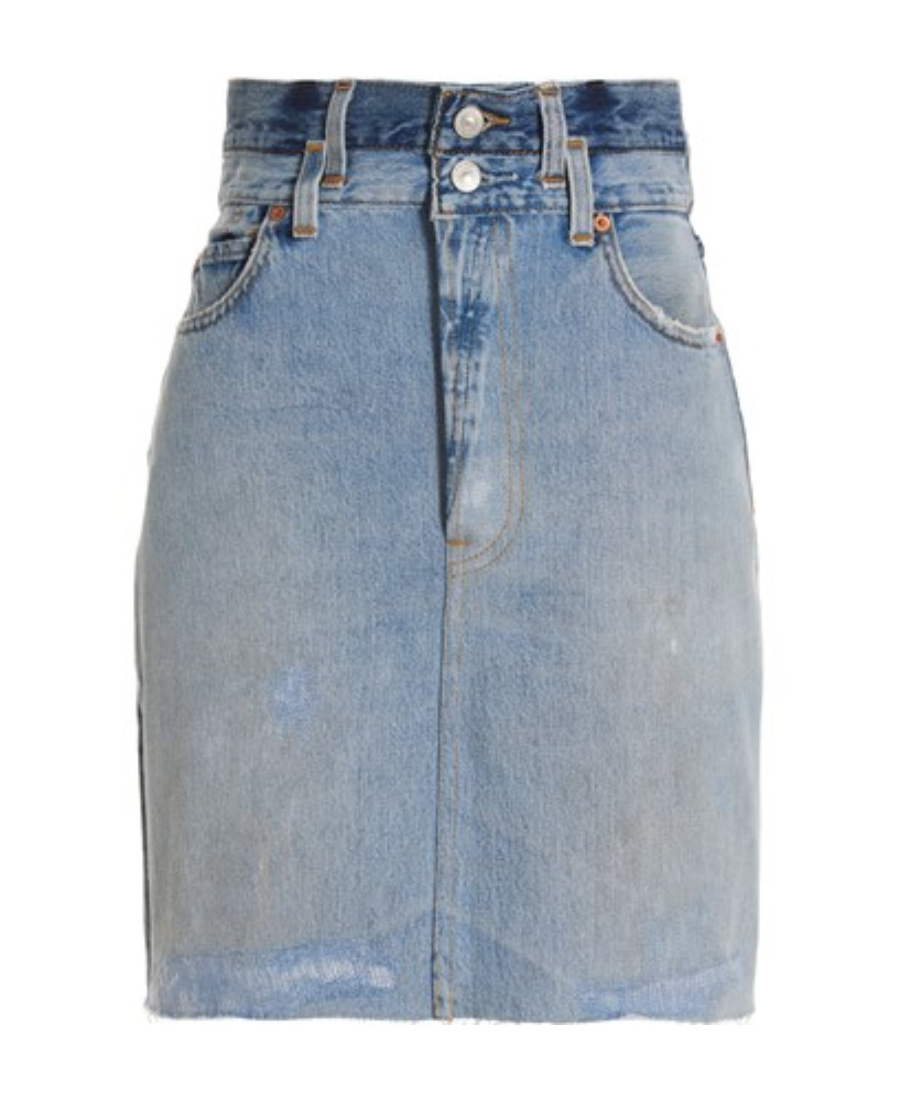 Re/done Double Waisted Pencil Re Done X Levis Skirt In Blue