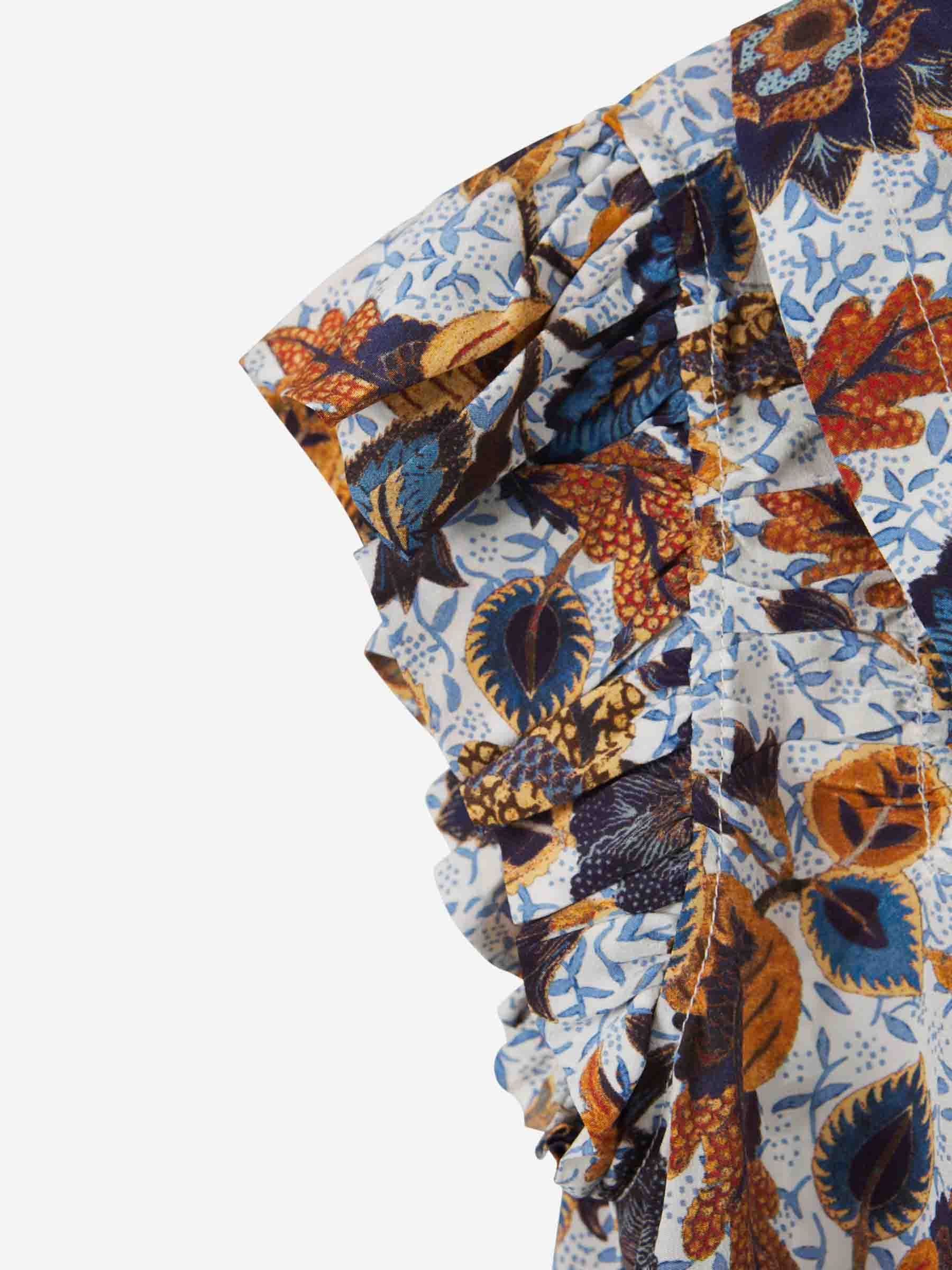 Shop Ulla Johnson Ruffled Silk Blouse In Gray