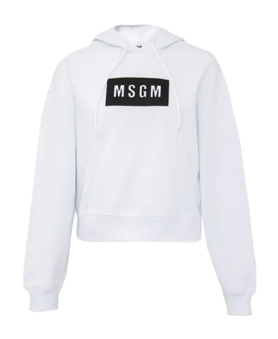Msgm Logo Hooded Sweater In White