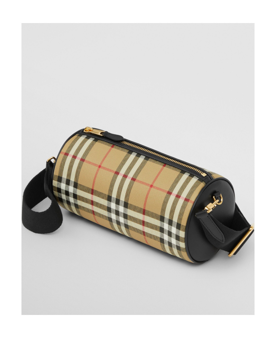 Burberry Vintage Check Crossbody Barrel Bag In Nude