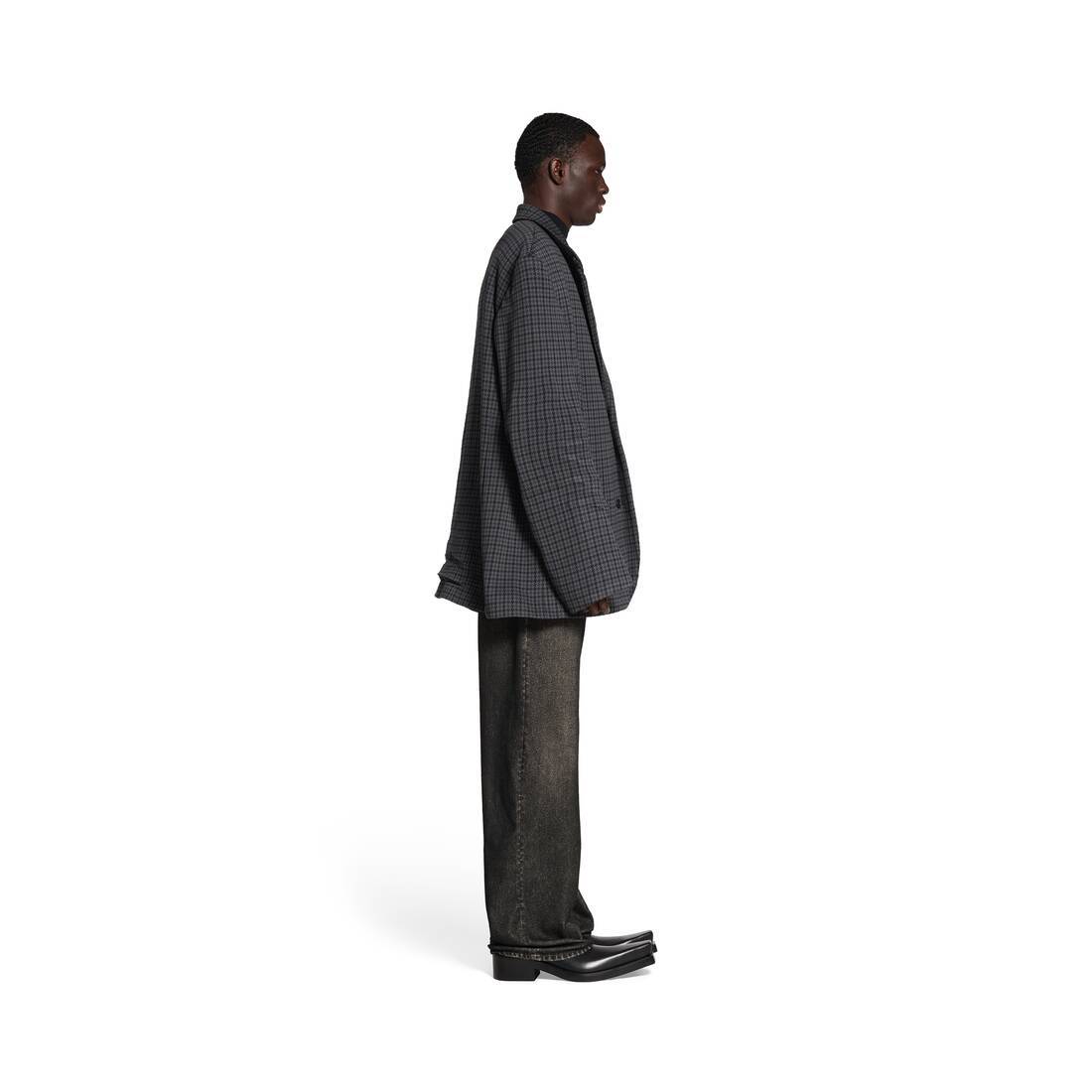 Balenciaga Houndstooth Single-breasted Blazer In Gray