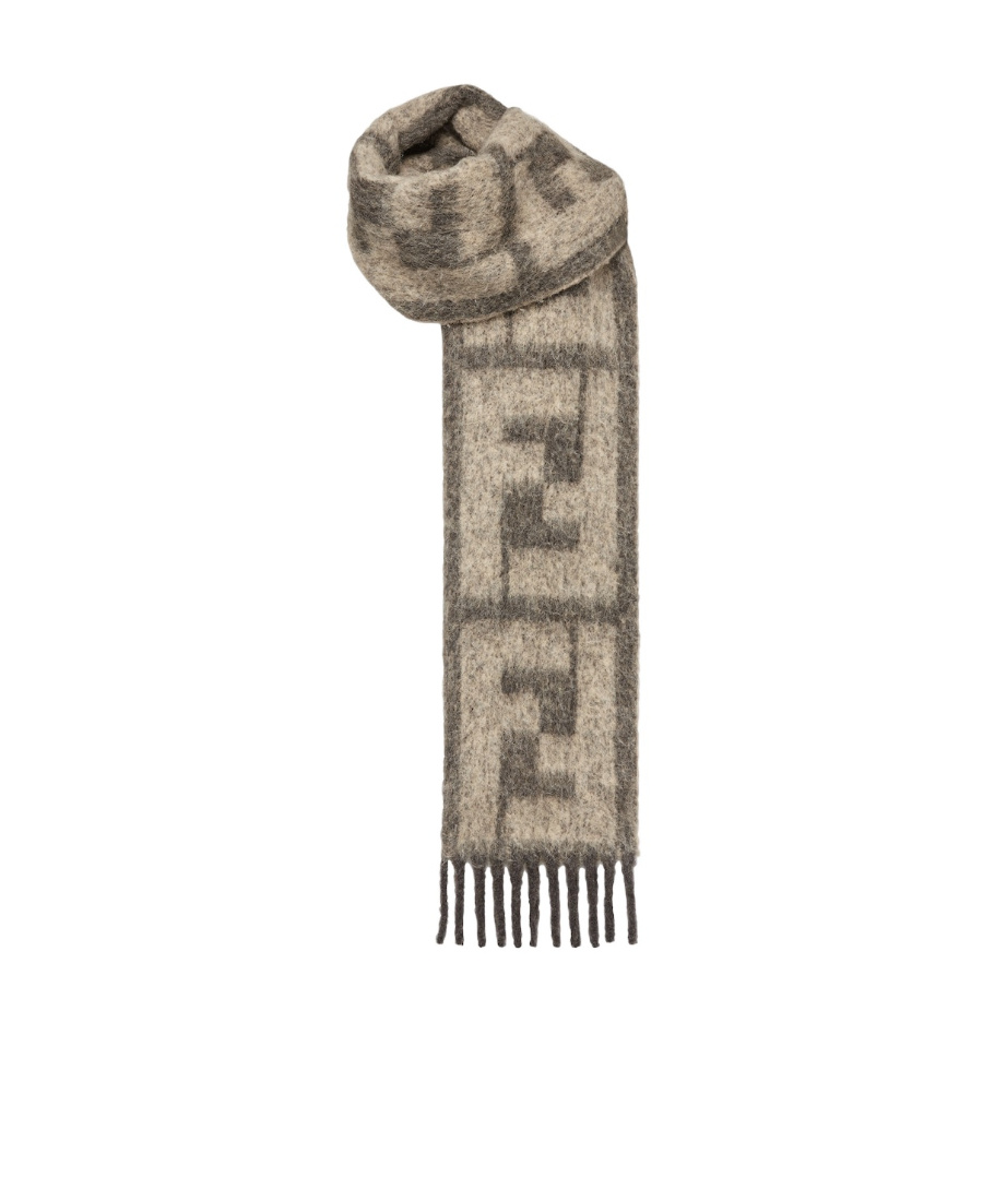 FENDI FF-PATTERN WOOL-BLEND SCARF 