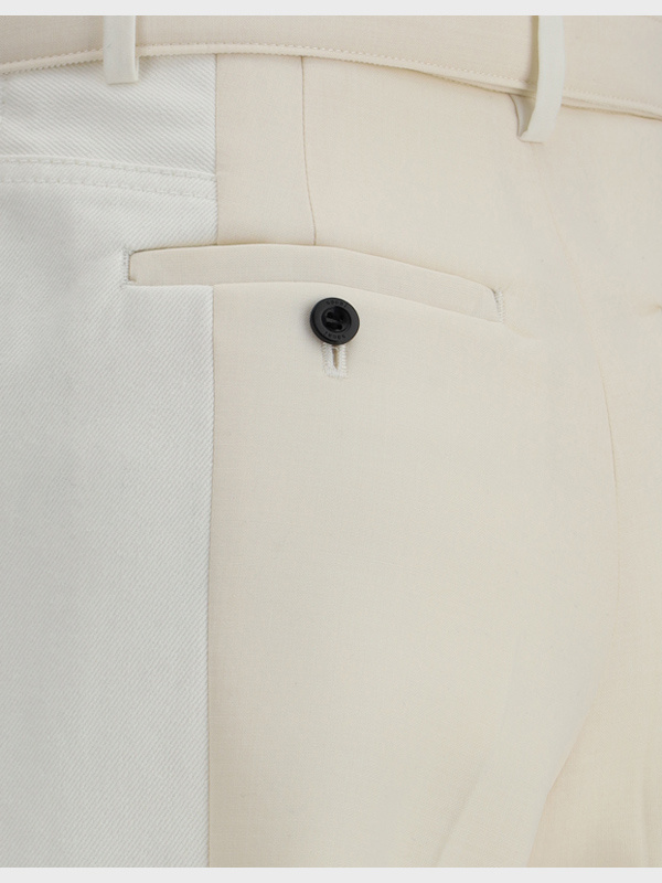 Sacai Wide Leg Denim Trousers With Button Detail In White