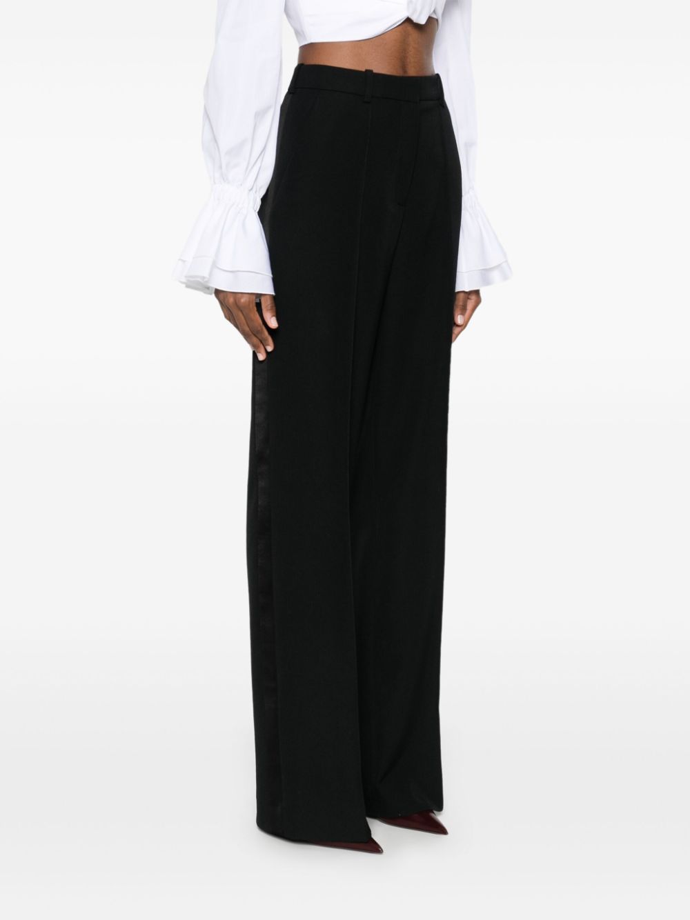 Balmain Tailored Grain De Poudre Trousers In Black