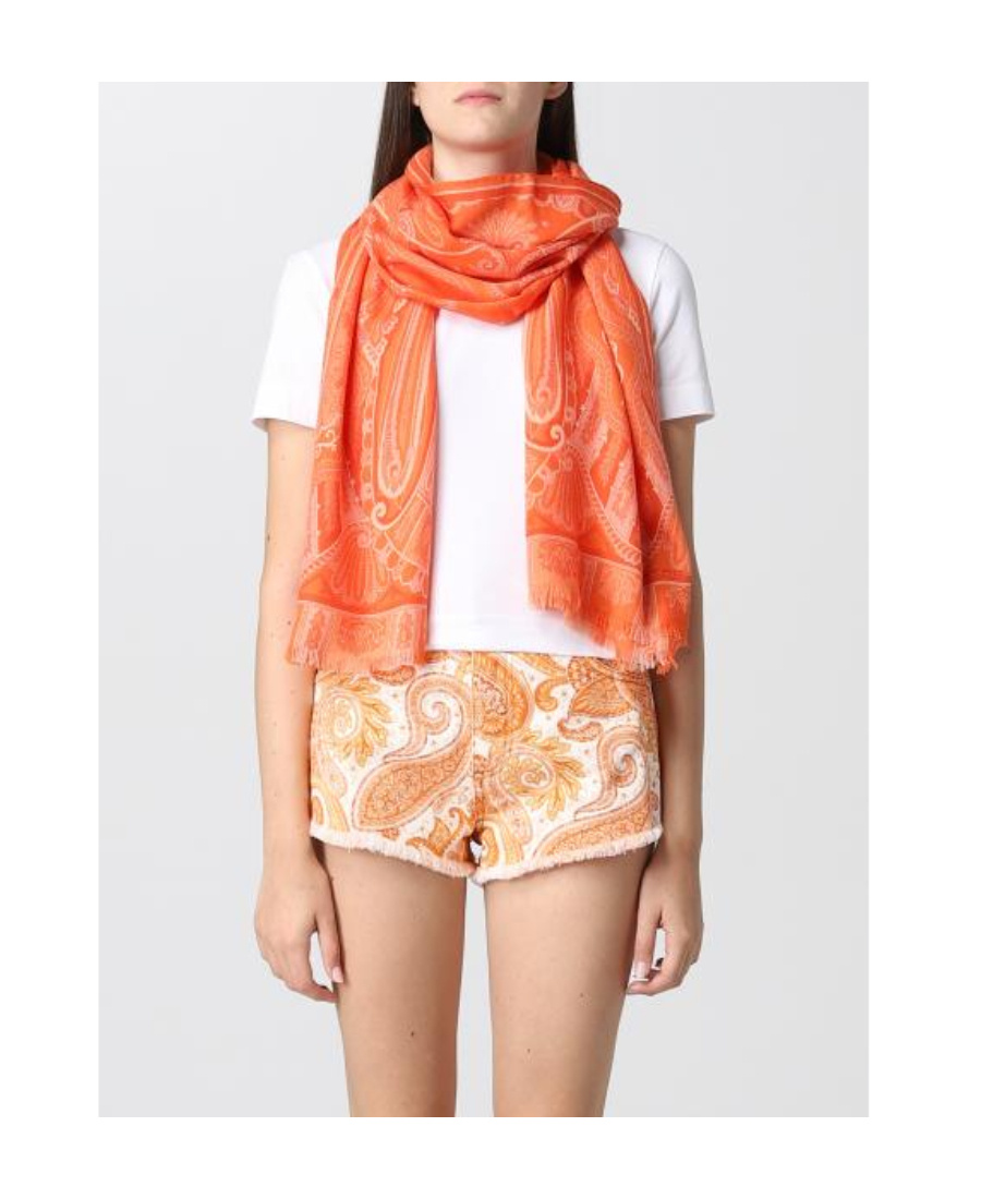 Etro Abstract-print Scarf In Orange