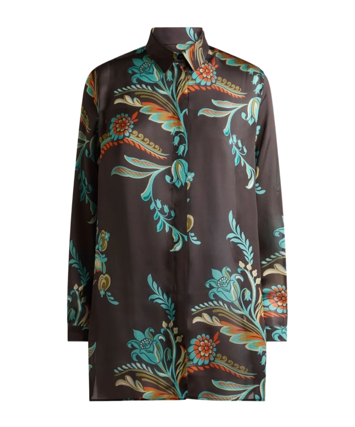 Etro Long Shirt With Daffodil Motif In Animal Print