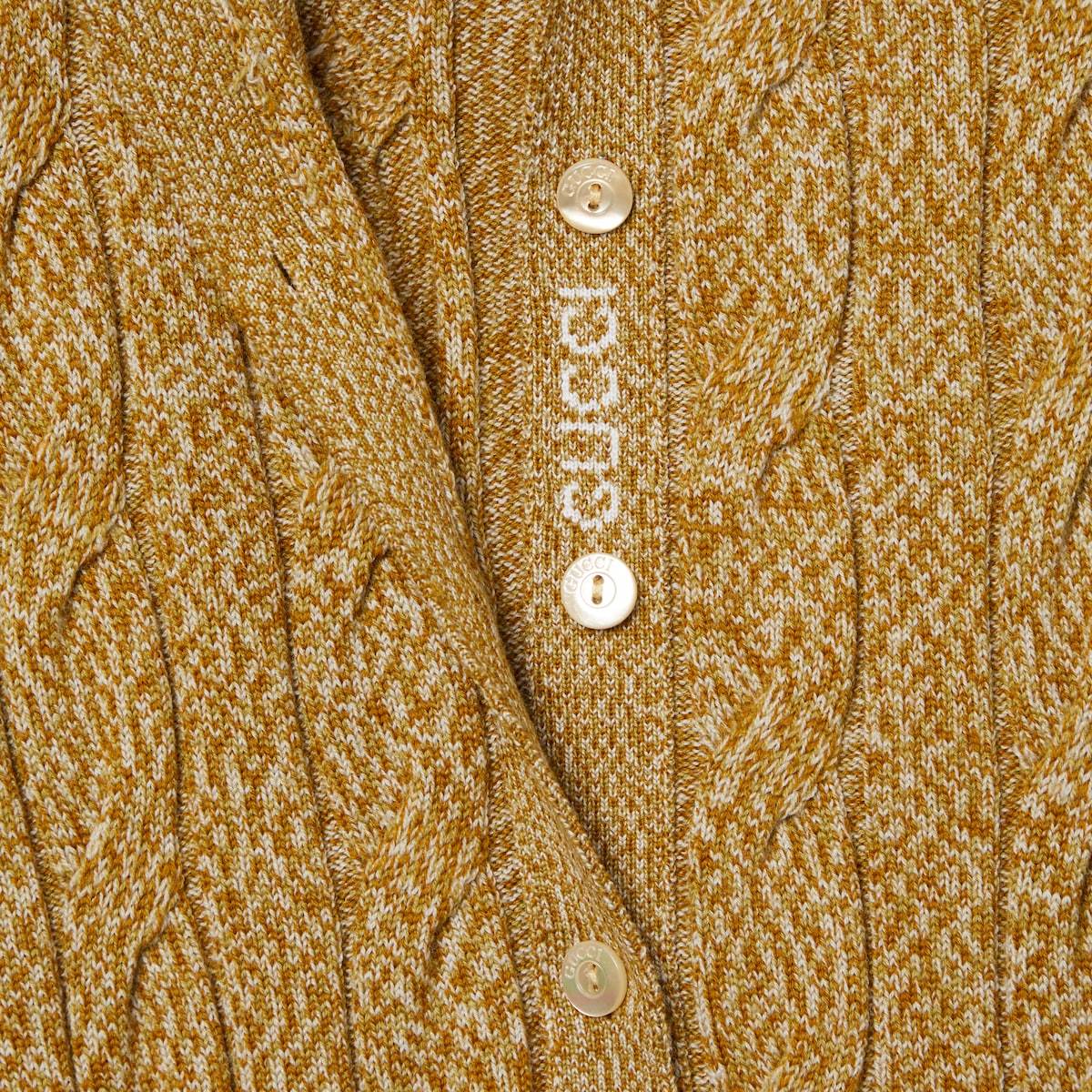 Gucci Fine Cable And Rib Wool Polo Top In Nude