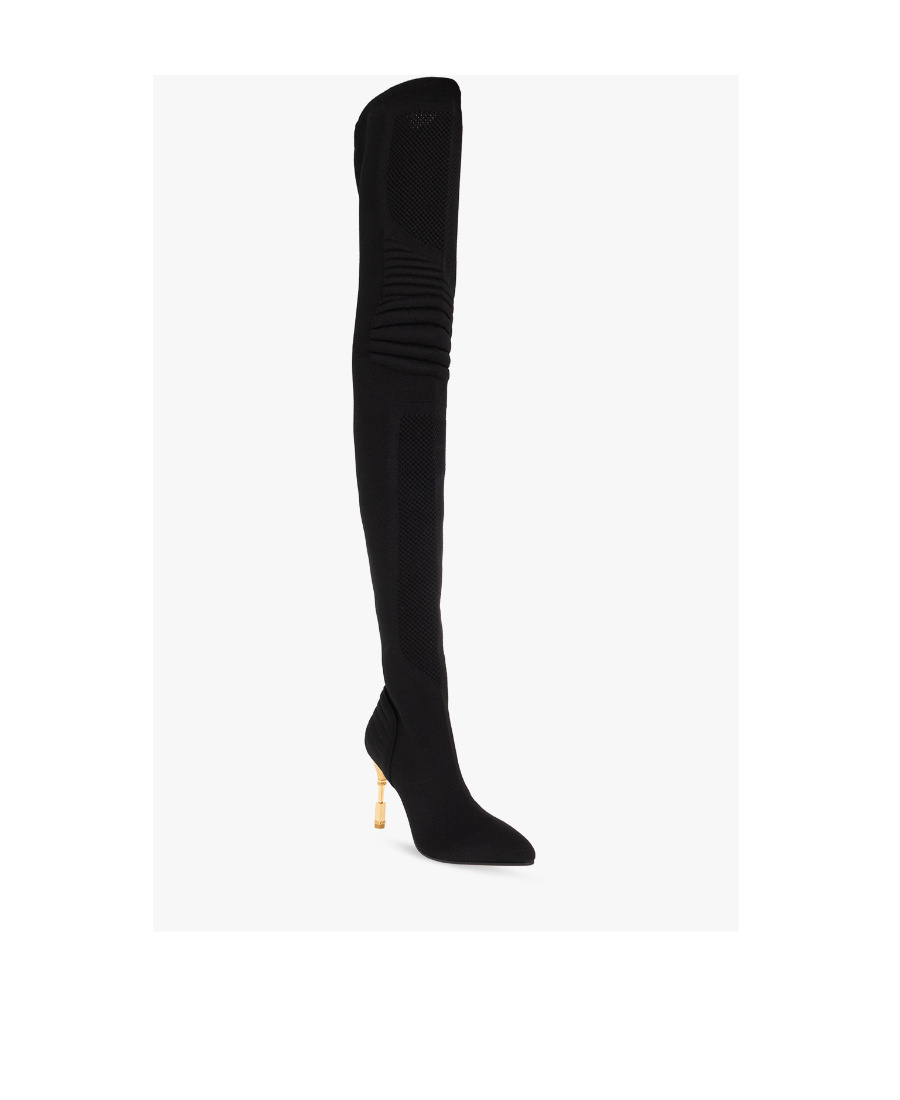 Balmain Medusa Sculpted-heel 100mm Boots In Black